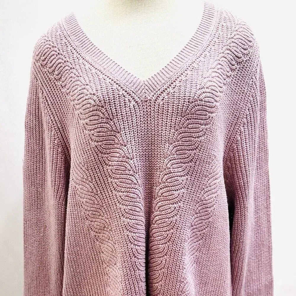 NWT Croft & Barrow Women Long Sleeve Pullover V-Neck Knit Pink Sweater Size 2X